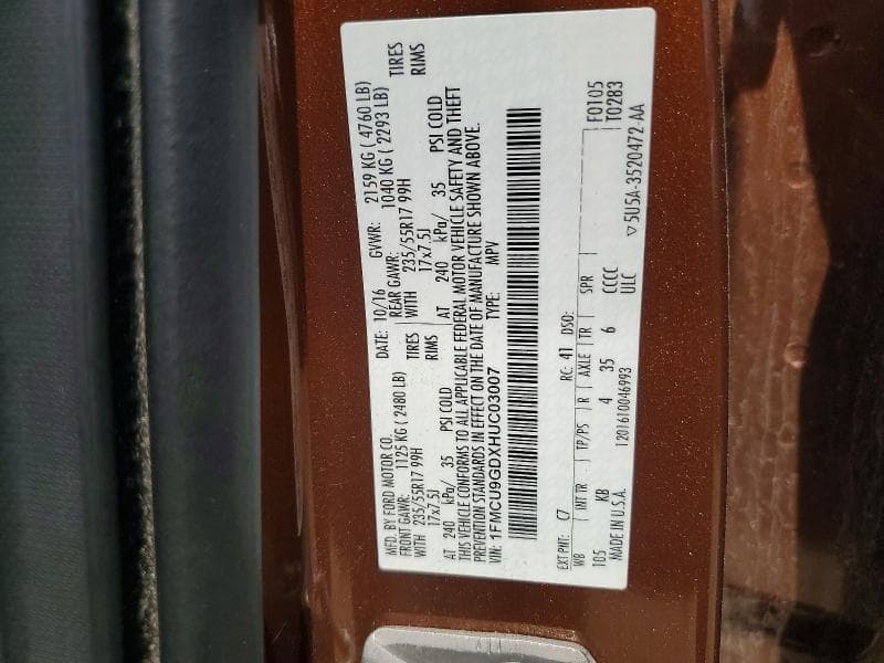 2017 FORD ESCAPE SE SE 13