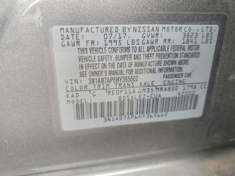 2017 NISSAN SENTRA S S 12