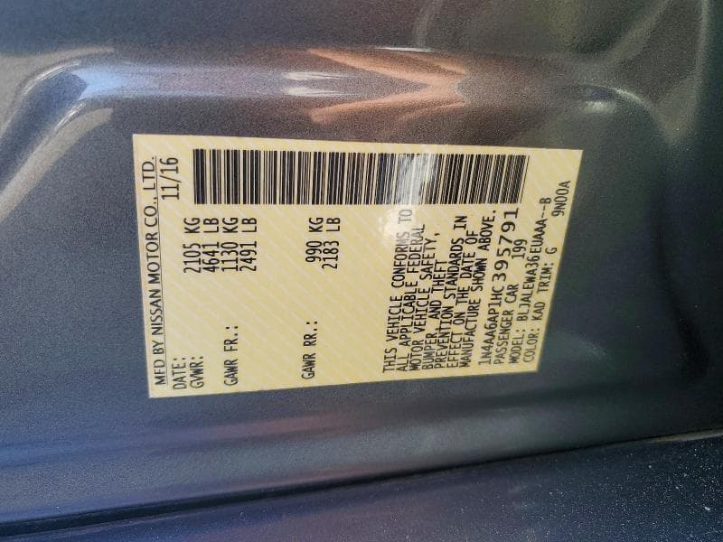 2017 NISSAN MAXIMA 3.5 SL 3.5 SL 12