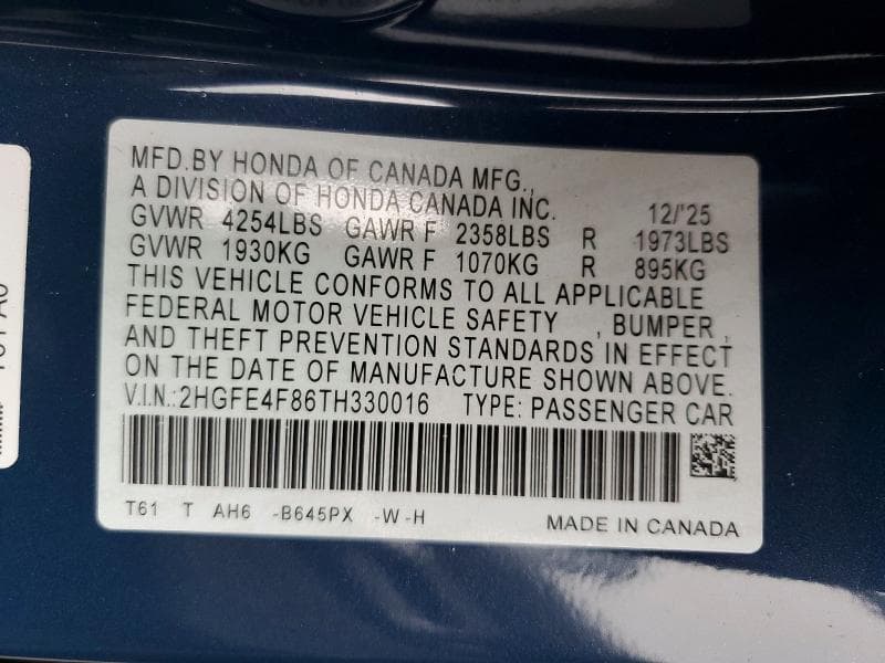 2026 HONDA CIVIC SPORT/SPORT TOURING 12