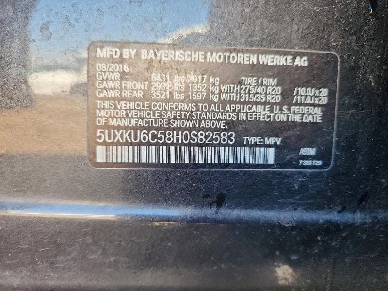 2017 BMW X6 XDRIVE50I XDRIVE50I 12