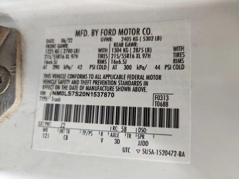 2022 FORD TRANSIT CONNECT XL XL 14