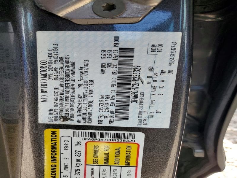 2017 FORD FUSION SE 12