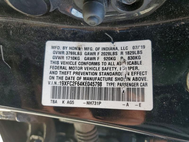 2019 HONDA CIVIC LX 12