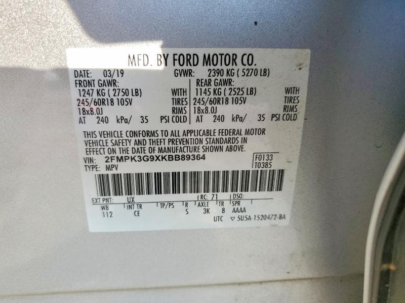 2019 FORD EDGE SE SE 13