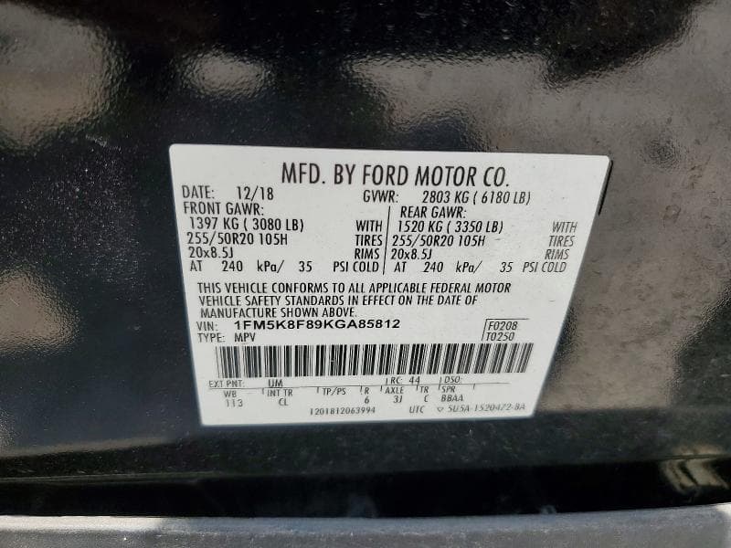 2019 FORD EXPLORER LIMITED 14