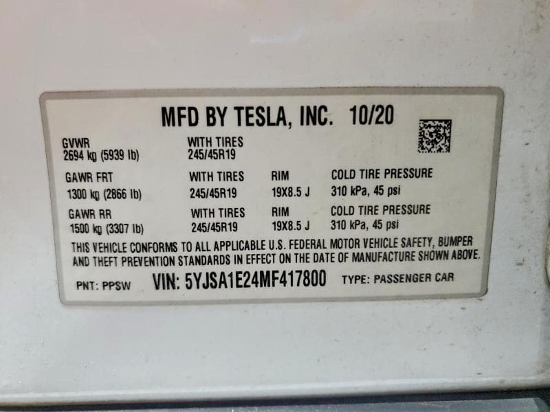 2021 TESLA MODEL S 12