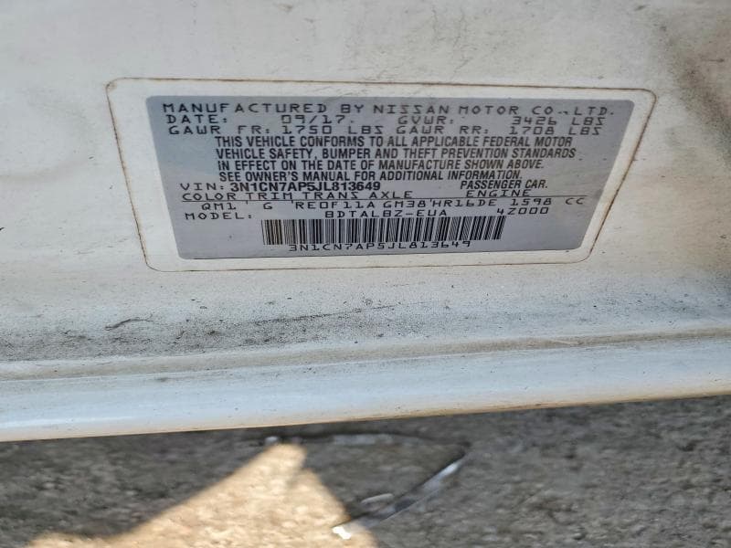 2018 NISSAN VERSA SV SV 12