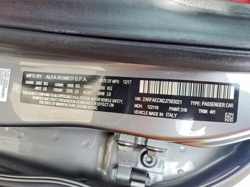 2018 ALFA ROMEO GIULIA TI TI 12