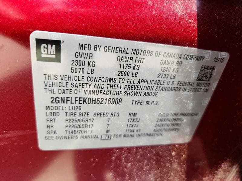 2017 CHEVROLET EQUINOX LT 13