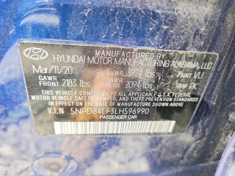2020 HYUNDAI ELANTRA SEL SEL 12