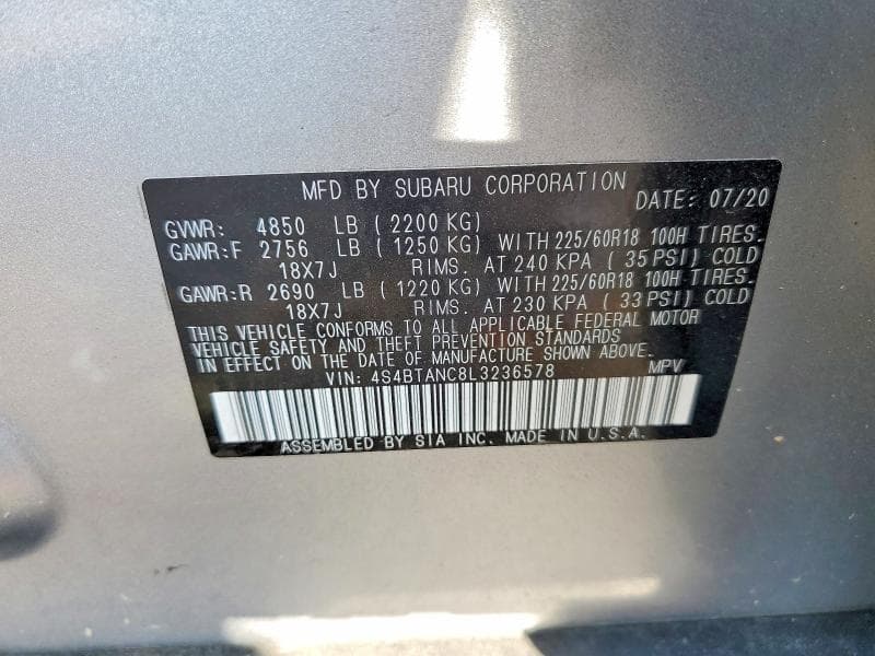 2020 SUBARU OUTBACK LIMITED 13