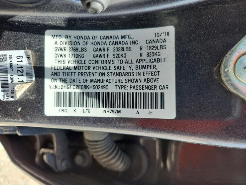 2019 HONDA CIVIC LX 12