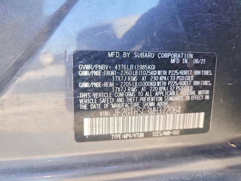 2021 SUBARU CROSSTREK SPORT SPORT 13
