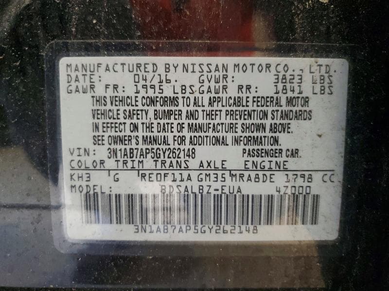 2016 NISSAN SENTRA S 12