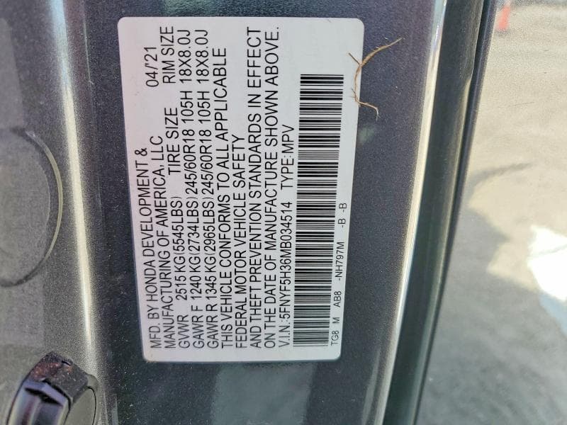 2021 HONDA PILOT EX 13