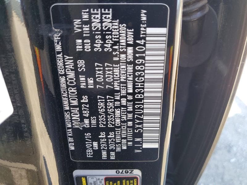 2017 HYUNDAI SANTA FE SPORT 2.4L 12