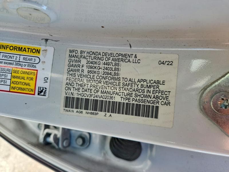 2022 HONDA ACCORD HYBRID SPORT 12
