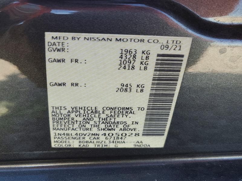 2021 NISSAN ALTIMA SV 12