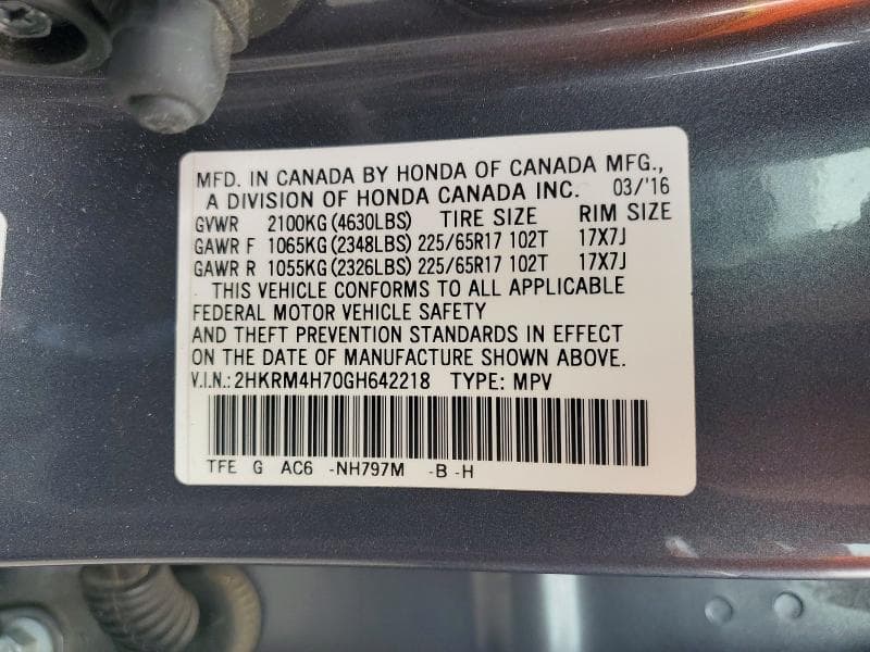2016 HONDA CR-V EXL EXL 13