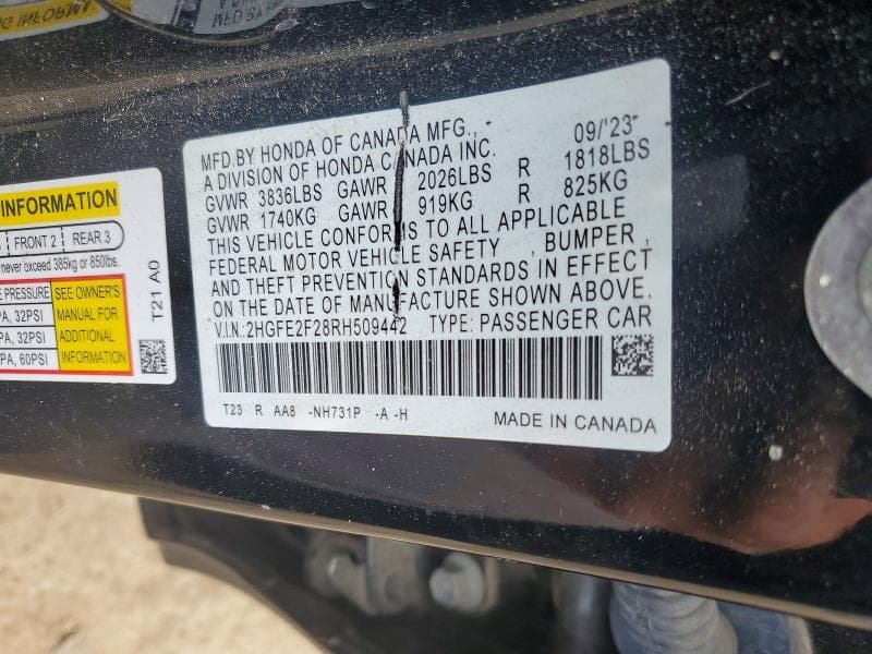2024 HONDA CIVIC LX LX 12