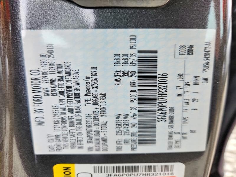 2017 FORD FUSION SE PHEV SE PHEV 12