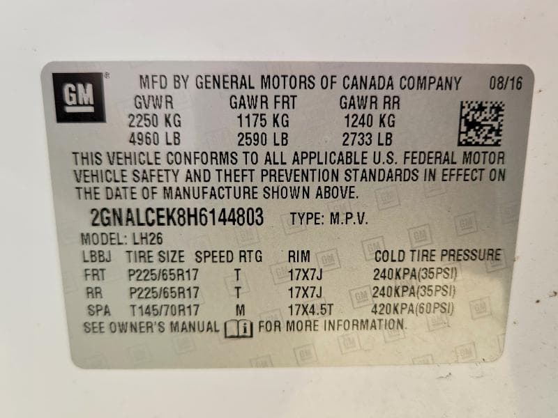 2017 CHEVROLET EQUINOX LT 13