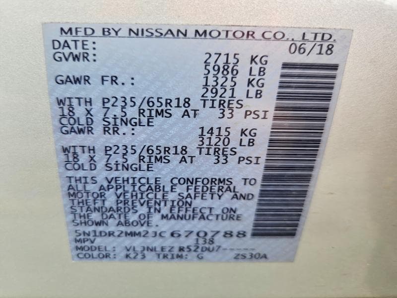 2018 NISSAN PATHFINDER SV SV 13