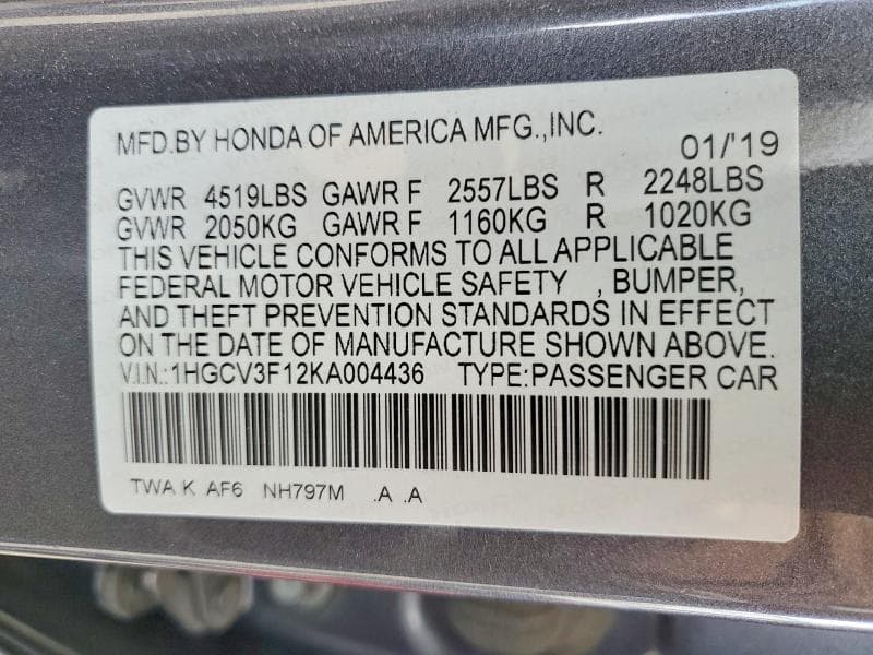 2019 HONDA ACCORD 12