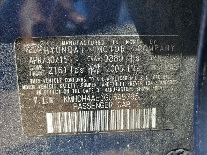 2016 HYUNDAI ELANTRA SE 12