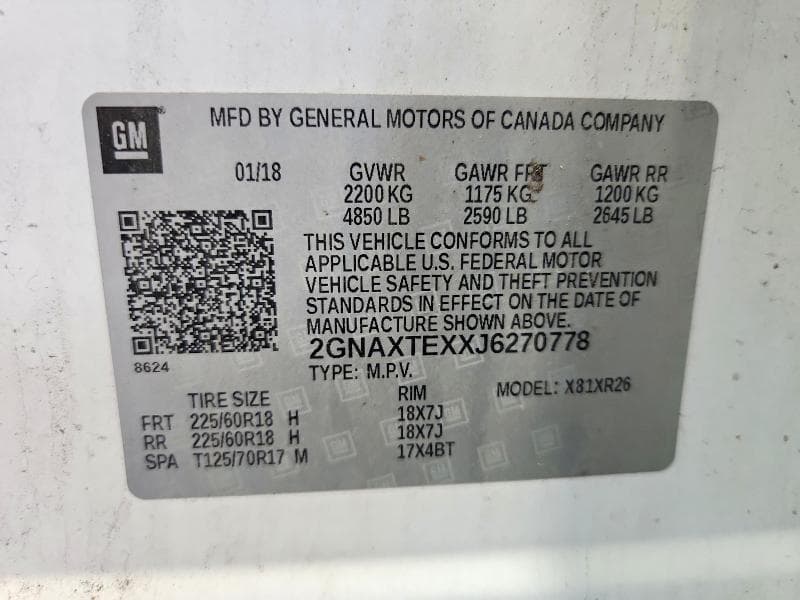 2018 CHEVROLET EQUINOX LT 13