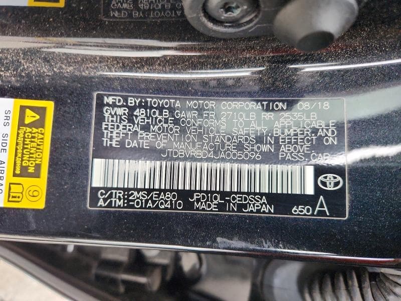 2018 TOYOTA MIRAI BASE 12