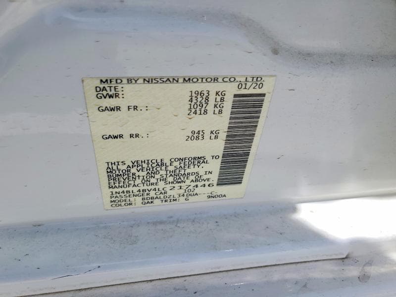 2020 NISSAN ALTIMA S S 12