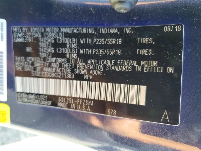 2019 TOYOTA SIENNA SE PREMIUM 7-PASSENGER SE PREMIUM 7-PASSENGER 13