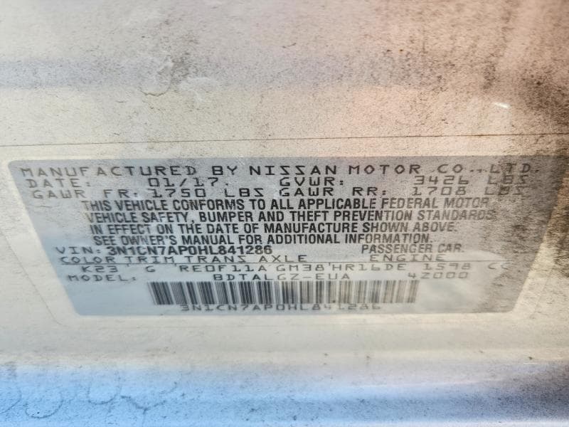 2017 NISSAN VERSA 1.6 SL 12