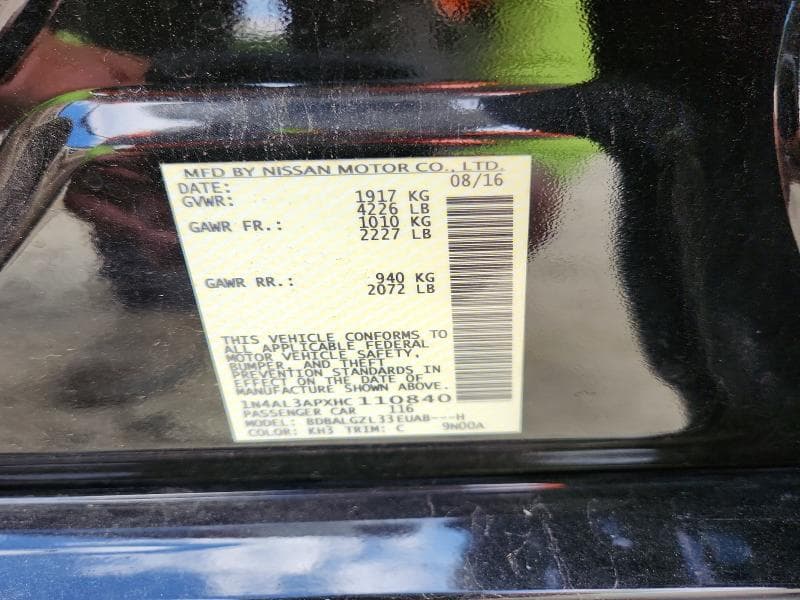 2017 NISSAN ALTIMA 2.5 S 2.5 S 12