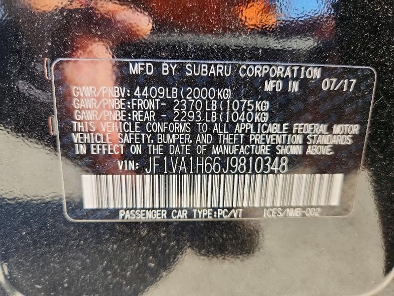 2018 SUBARU WRX LIMITED 13