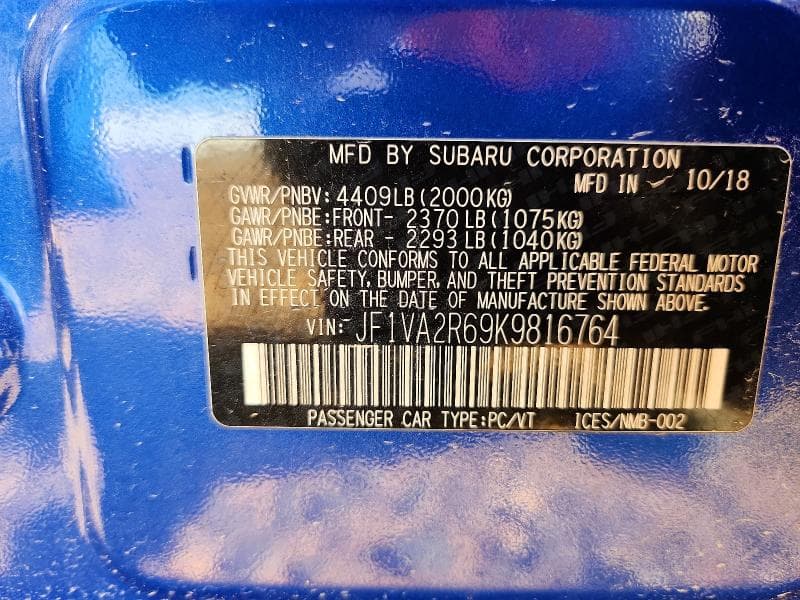 2019 SUBARU WRX STI 12