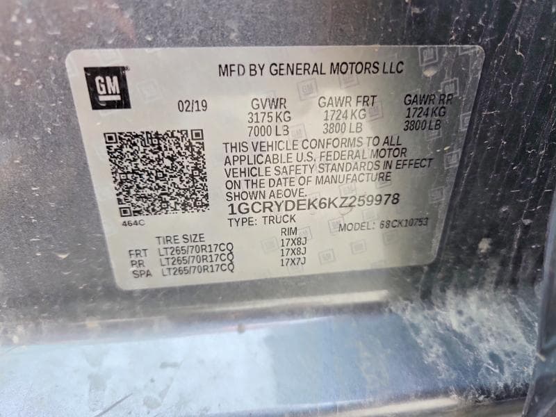2019 CHEVROLET SILVERADO K1500 LT K1500 LT 12