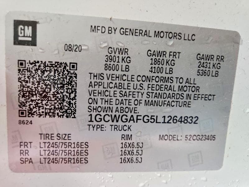 2020 CHEVROLET EXPRESS G2500 14