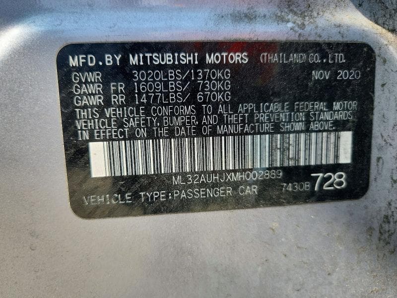 2021 MITSUBISHI MIRAGE ES 12