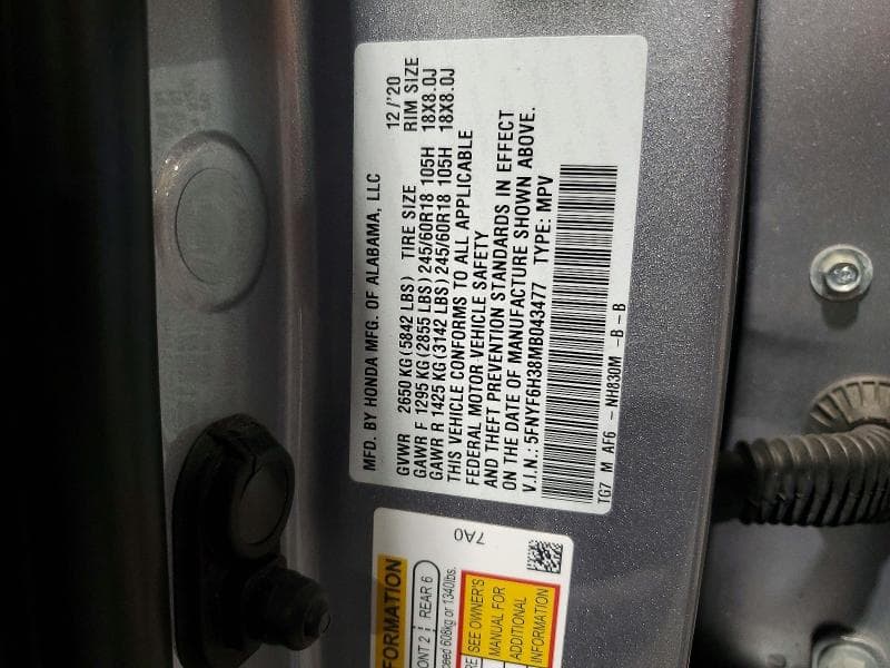2021 HONDA PILOT EX 13