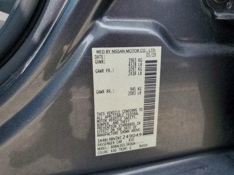 2019 NISSAN ALTIMA S 12