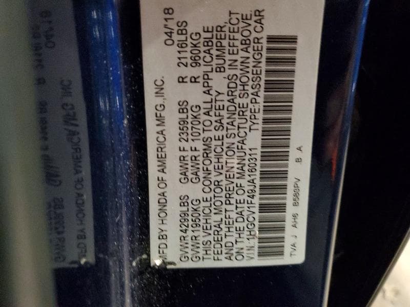 2018 HONDA ACCORD EX EX 12