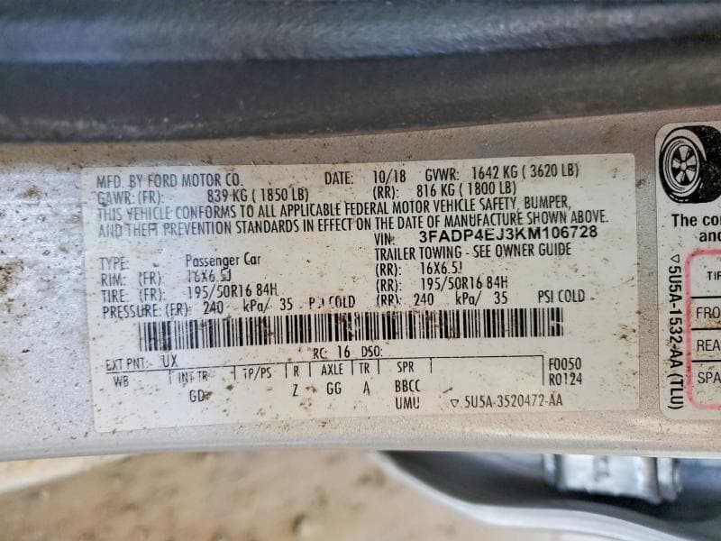 2019 FORD FIESTA SE 12