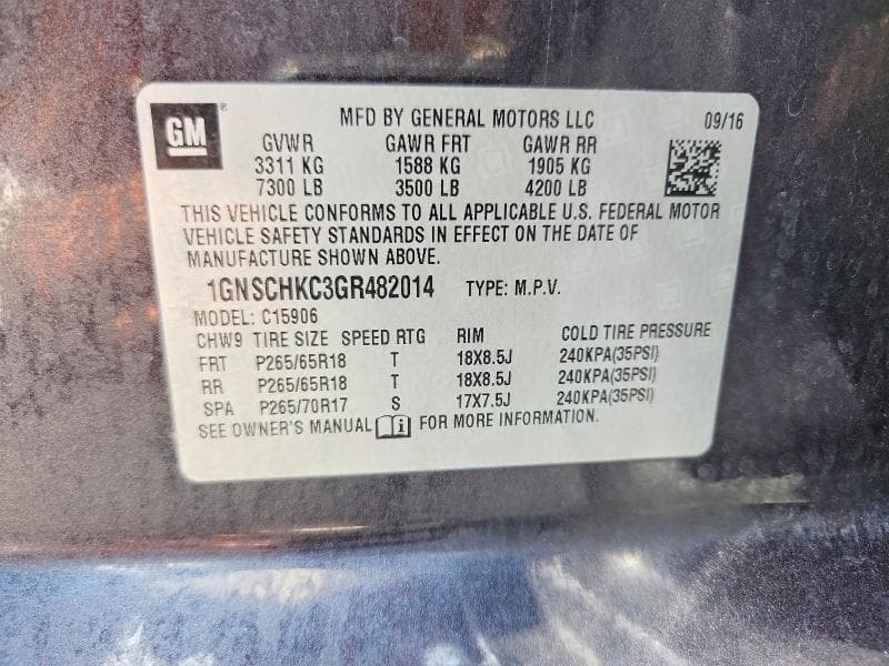 2016 CHEVROLET SUBURBAN C1500 LT 14