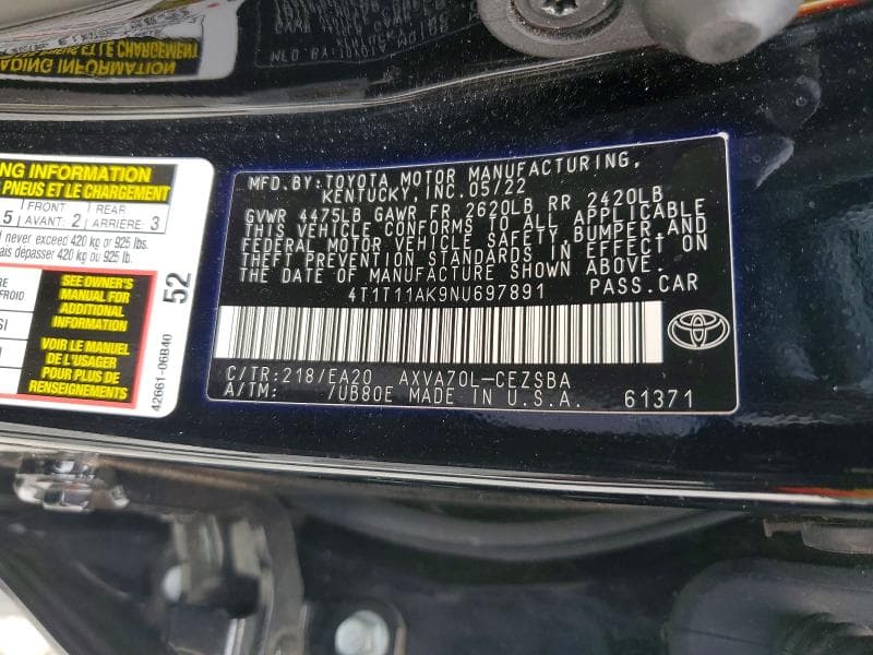 2022 TOYOTA CAMRY SE 12