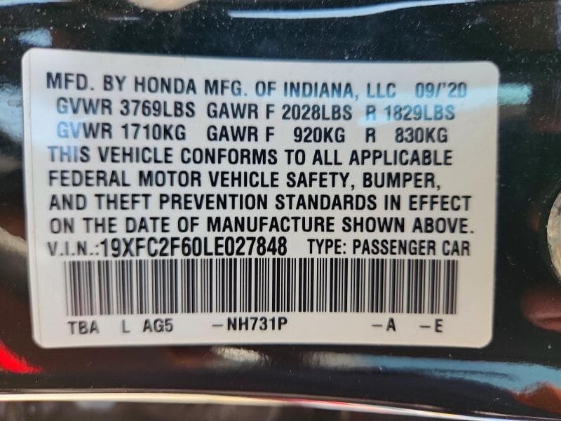 2020 HONDA CIVIC LX LX 12