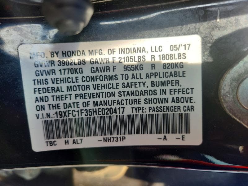 2017 HONDA CIVIC EX 12