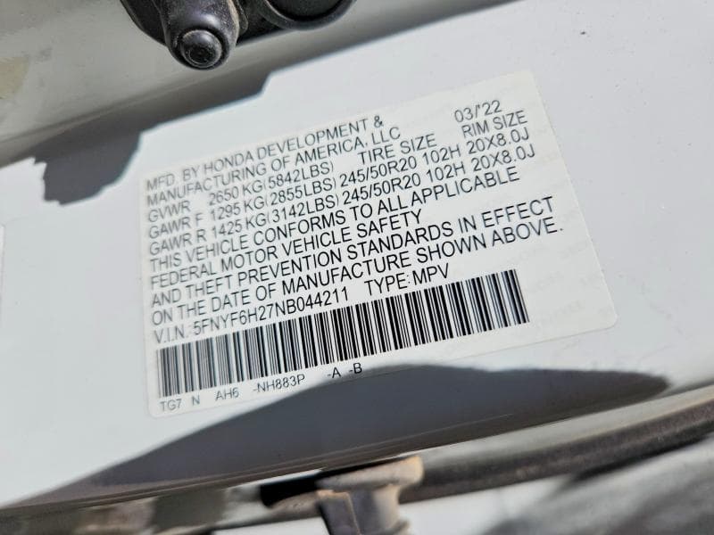 2022 HONDA PILOT SE 12